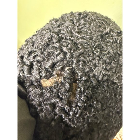 Antique 1920's Curly black lambs wool hand Muff Warmer - Picture 5 of 14